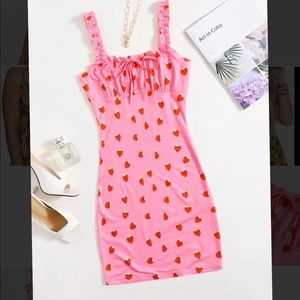 Shein ruched Strawberry print dress
